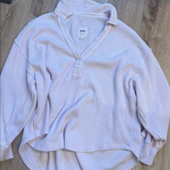 Aerie Pink Waffle Knit Pullover Top - Picture 2 of 3